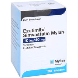 Abbildung: Ezetimib / Simvastatin Mylan 10 mg / 40 mg Tabletten 100 St, Tabletten PZN 13857050