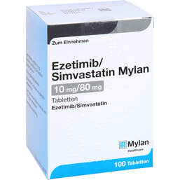 Abbildung: Ezetimib / Simvastatin Mylan 10 mg / 80 mg Tabletten 100 St, Tabletten PZN 13857067