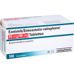 Abbildung: Ezetimib / Simvastatin ratiopharm 10 mg / 40 mg Tabletten  100 St, Tabletten PZN 13858977