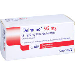 Abbildung: Delmuno 5 / 5 mg Retardtabletten 100 St, Retard-Tabletten PZN 13860810