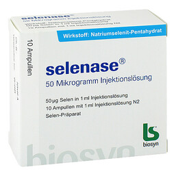 Abbildung: Selenase 50 Mikrogramm Injektionslösung 10X1 ml, Injektionslösung PZN 13865799