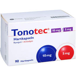 Abbildung: Tonotec 10 mg / 5 mg Hartkapseln 90 St, Hartkapseln PZN 13868651