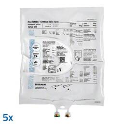 Abbildung: Nutriflex Omega peri novo Emuls.z.Infus.Mehrk.Beutel  5X1250 ml, Infusionsbeutel PZN 13872339