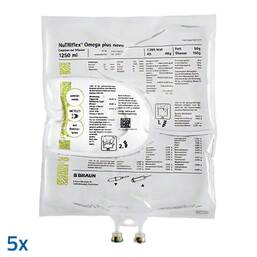 Abbildung: Nutriflex Omega plus novo Emuls.z.Infus.Mehrk.Beutel  5X1250 ml, Infusionsbeutel PZN 13872351