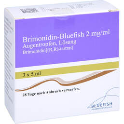 Abbildung: Brimonidin Bluefish 2 mg / ml Augentropfen Lösung 3X5 ml, Augentropfen PZN 13874410