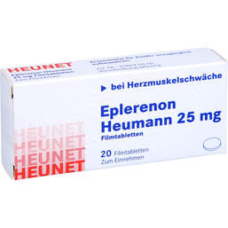 Abbildung: Eplerenon Heumann 25 mg Filmtabletten Heunet 20 St, Filmtabletten PZN 13877176