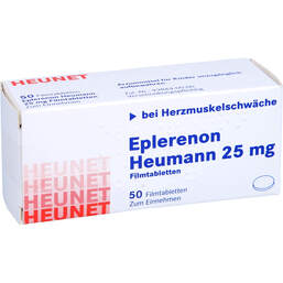 Abbildung: Eplerenon Heumann 25 mg Filmtabletten Heunet 50 St, Filmtabletten PZN 13877182