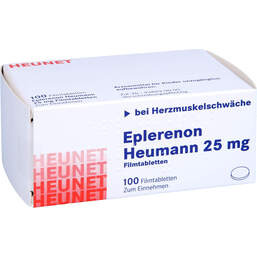 Abbildung: Eplerenon Heumann 25 mg Filmtabletten Heunet 100 St, Filmtabletten PZN 13877199