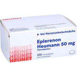 Abbildung: Eplerenon Heumann 50 mg Filmtabletten Heunet 100 St, Filmtabletten PZN 13877236