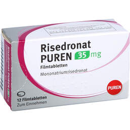 Abbildung: Risedronat Puren 35 mg Filmtabletten 12 St, Filmtabletten PZN 13878170