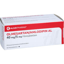 Abbildung: Olmesartan / Amlodipin AL 40 mg / 5 mg Filmtabletten 56 St, Filmtabletten PZN 13878365