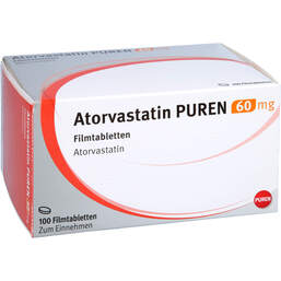 Abbildung: Atorvastatin Puren 60 mg Filmtabletten 100 St, Filmtabletten PZN 13878454