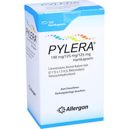 Abbildung: Pylera 140 mg / 125 mg / 125 mg Hartkapseln 120 St, Hartkapseln PZN 13879689