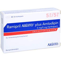 Abbildung: Ramipril Aristo plus Amlodipin 5 mg / 5 mg Hartkps 30 St, Hartkapseln PZN 13880304