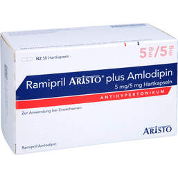 Abbildung: Ramipril Aristo plus Amlodipin 5 mg / 5 mg Hartkps 50 St, Hartkapseln PZN 13880310