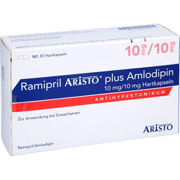 Abbildung: Ramipril Aristo plus Amlodipin 10 mg / 10 mg Hartkps 30 St, Hartkapseln PZN 13880445