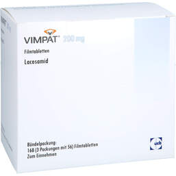 Abbildung: Vimpat 200 mg Filmtabletten 168 St, Filmtabletten PZN 13880936