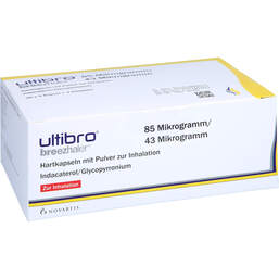 Abbildung: Ultibro Breezhaler 85 µg / 43 µg Hartk.mit Pulver zur Inh. 30 St, Hartkapseln mit Pulver zur Inhalation PZN 13880942