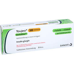 Abbildung: Toujeo 300 E / ml Solostar Injektionslösung in einem Fertigpen 5X1.5 ml, Injektionslösung PZN 13880971