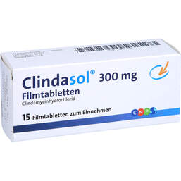 Abbildung: Clindasol 300 mg Filmtabletten 15 St, Filmtabletten PZN 13890403