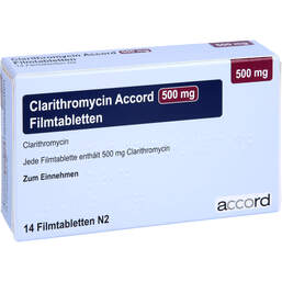 Abbildung: Clarithromycin Accord 500 mg Filmtabletten 14 St, Filmtabletten PZN 13893241