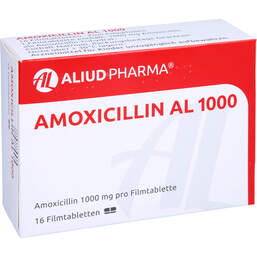 Abbildung: Amoxicillin AL 1000 Filmtabletten 16 St, Filmtabletten PZN 13893264