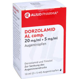 Abbildung: Dorzolamid AL comp.20mg / ml + 5mg / ml Augentropfen 2X5 ml, Augentropfen PZN 13893407
