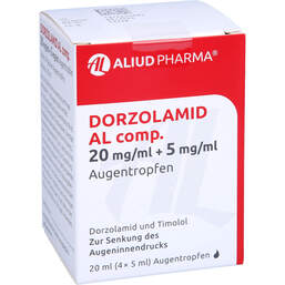 Abbildung: Dorzolamid AL comp.20mg / ml + 5mg / ml Augentropfen 4X5 ml, Augentropfen PZN 13893413