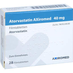 Abbildung: Atorvastatin Axiromed 40 mg Filmtabletten 28 St, Filmtabletten PZN 13896216