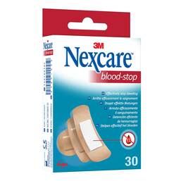 Abbildung: Nexcare blood-stop Pflasterstrips 3 Grö.gemischt 30 St, Pflaster PZN 13898853