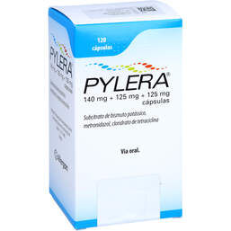 Abbildung: Pylera 140 mg / 125 mg / 125 mg Hartkapseln 120 St, Hartkapseln PZN 13901992