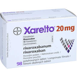 Abbildung: Xarelto 20 mg Filmtabletten 98 St, Filmtabletten PZN 13902879