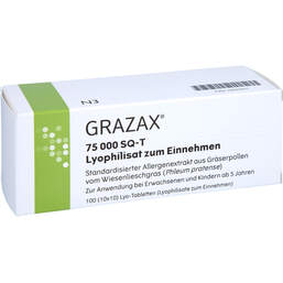 Abbildung: Grazax 75.000 SQ-T Lyo-Tabletten Lyophili.zum Einnehmen 100 St, Sublingualtabletten PZN 13905501