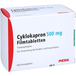 Abbildung: Cyklokapron 500 mg Filmtabletten 100 St, Filmtabletten PZN 13907658