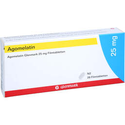 Abbildung: Agomelatin Glenmark 25 mg Filmtabletten 28 St, Filmtabletten PZN 13912553