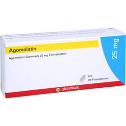 Abbildung: Agomelatin Glenmark 25 mg Filmtabletten 98 St, Filmtabletten PZN 13912576