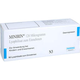 Abbildung: Minirin 120 Mikrogramm Lyophilisat zum Einnehmen 90 St, Schmelztabletten PZN 13913162