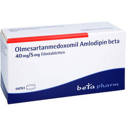 Abbildung: Olmesartanmedoxomil Amlodipin beta 40 mg / 5 mg Fta 98 St, Filmtabletten PZN 13913340