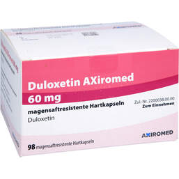 Abbildung: Duloxetin Axiromed 60 mg magensaftresistent Hartkapseln 98 St, Magensaftresistente Hartkapseln PZN 13914842