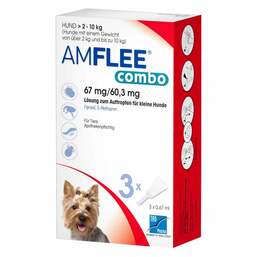Abbildung: Amflee combo 67/60,3 mg Lösung zum Auftropfen für Hunde 2-10 kg 3 St, Lösung PZN 13921664
