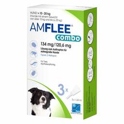 Abbildung: Amflee combo 134/120,6 mg Lösung zum Auftropfen für Hunde 10-20 kg 3 St, Lösung PZN 13921687
