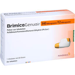 Abbildung: Brimica Genuair 340 µg / 12 µg Pulver zur Inhalation 60ED 1 St, Inhalationspulver PZN 13921747