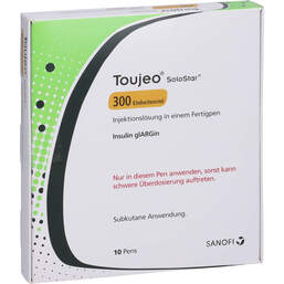 Abbildung: Toujeo 300 E / ml Solostar Injektionslösung in einem Fertigpen 10X1.5 ml, Injektionslösung PZN 13922037