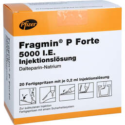 Abbildung: Fragmin P Forte 5.000 I.E. Injektionslösung i.e.FS.mit Sich-Sy. 20 St, Injektionslösung PZN 13922936