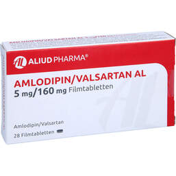 Abbildung: Amlodipin / Valsartan AL 5 mg / 160 mg Filmtabletten 28 St, Filmtabletten PZN 13947882
