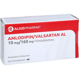 Abbildung: Amlodipin / Valsartan AL 10 mg / 160 mg Filmtabletten 56 St, Filmtabletten PZN 13947936