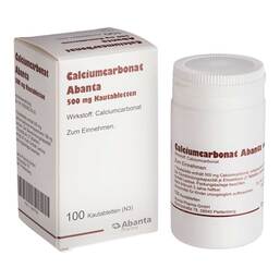 Abbildung: Calciumcarbonat Abanta 500 mg Kautabletten 100 St, Kautabletten PZN 13967502