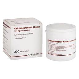 Abbildung: Calciumcarbonat Abanta 500 mg Kautabletten 200 St, Kautabletten PZN 13967519