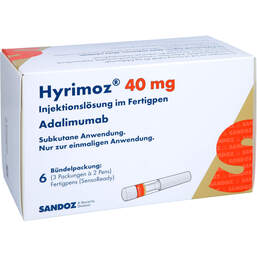 Abbildung: Hyrimoz 40 mg / 0,8 ml Injektionslösung im Fertigpen 6 St, Injektionslösung PZN 13974809