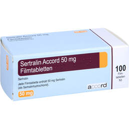 Abbildung: Sertralin Accord 50 mg Filmtabletten 100 St, Filmtabletten PZN 13979014